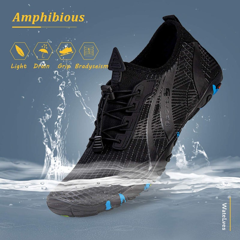 WateLves Water Shoes Mens Womens Beach Swim Shoes Quick-Dry Aqua Socks Pool Shoes for Surf Yoga Water Aerobics (C/Black, 44) - Image 2